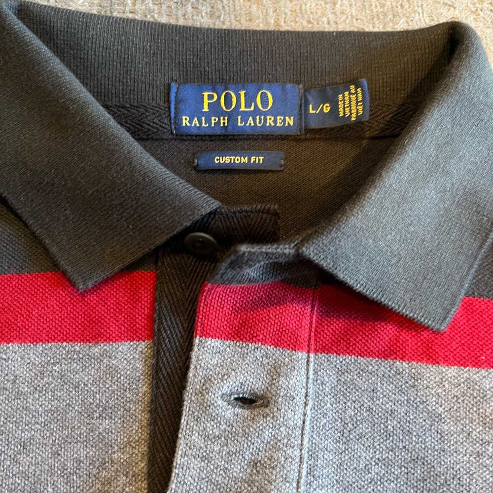 Custom fit striped polo.